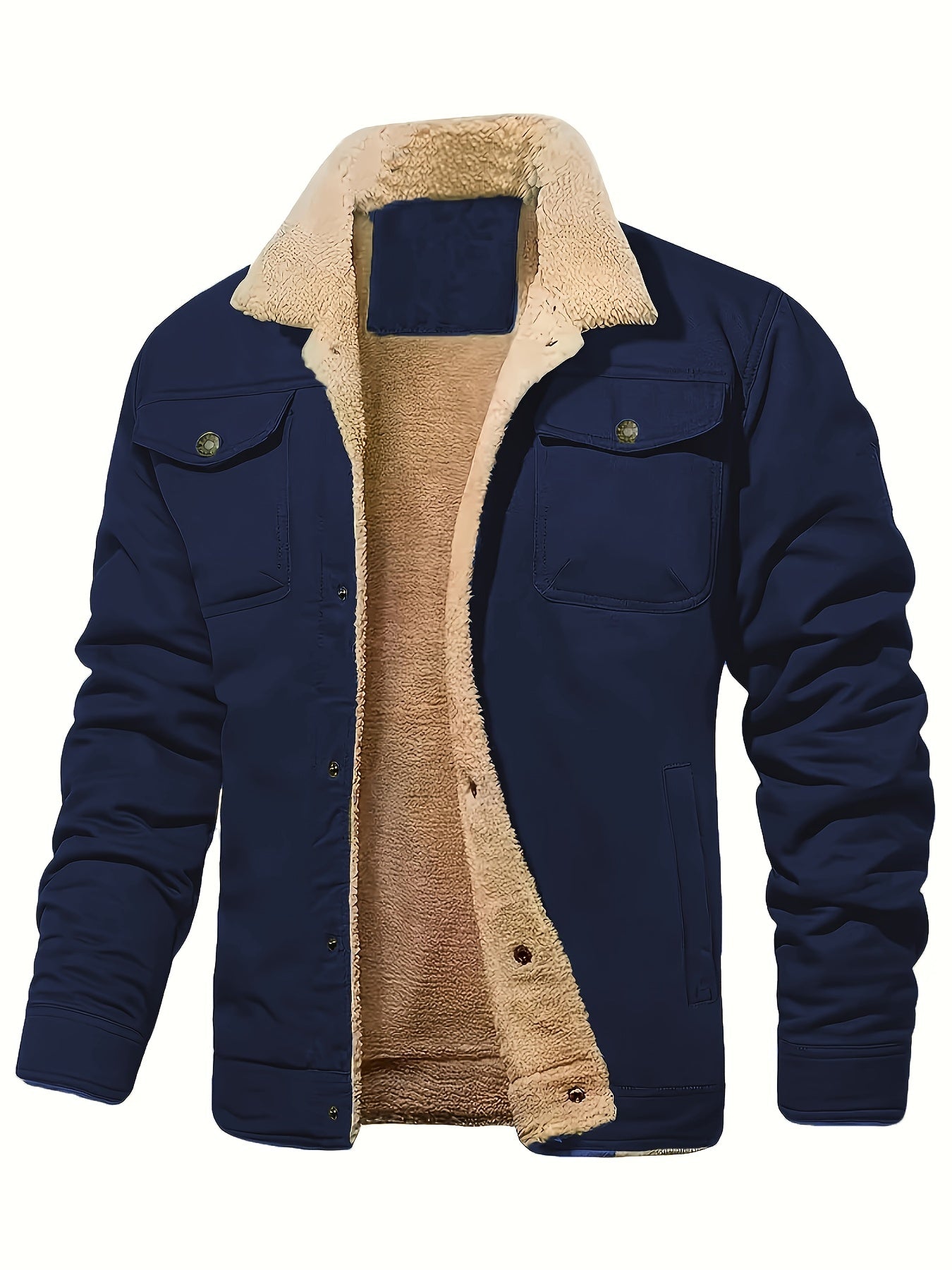 Stylish Classic Men's Lapel Collar Coat For Winter, Men's Outfits